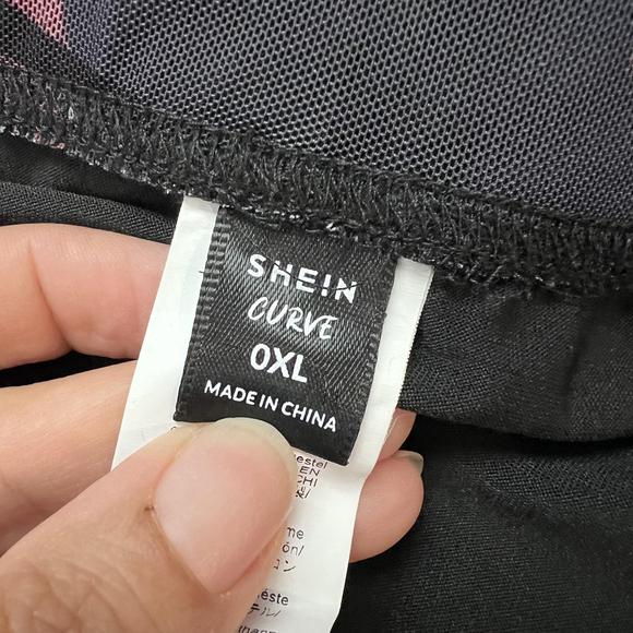 Womens Midi Skirt XL Black Pink Floral Mesh Whimsigoth Dark Fairy Grunge Boho - Picture 6 of 7